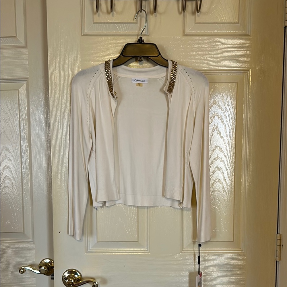 Calvin Klein Cream Jacket with Gold Accents